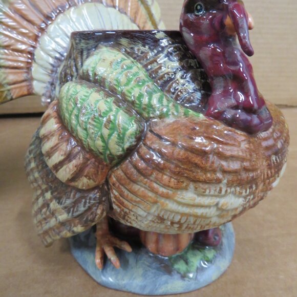 Dept 56 Turkey Large Centerpiece Hurricane Pillar Candle Holder Thanksgiving IOB - Picture 7 of 12